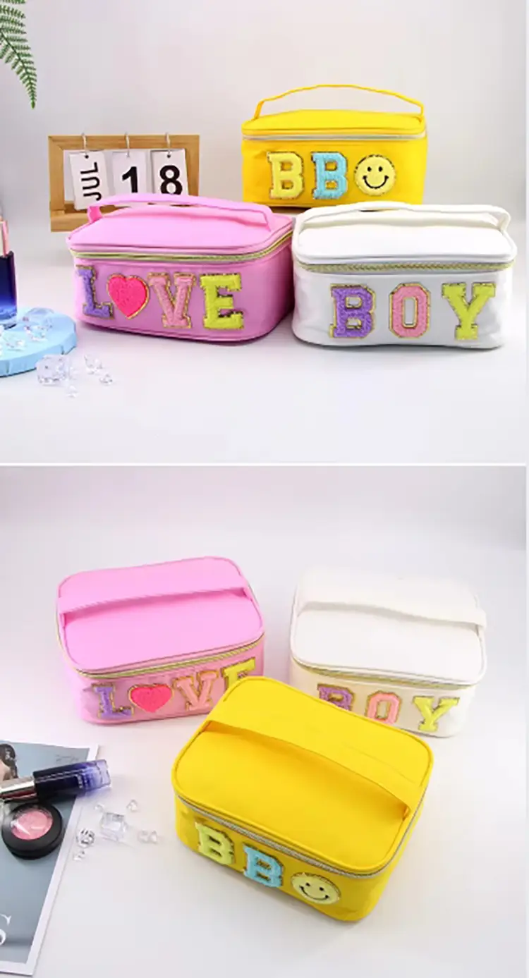 bright-yellow-polyester-cosmetic-bag-fun-embroidery (2)